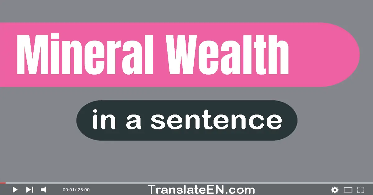 Use "mineral wealth" in a sentence | "mineral wealth" sentence examples