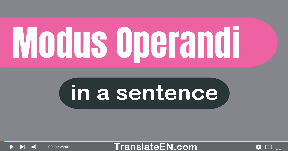 Use "modus operandi" in a sentence | "modus operandi" sentence examples