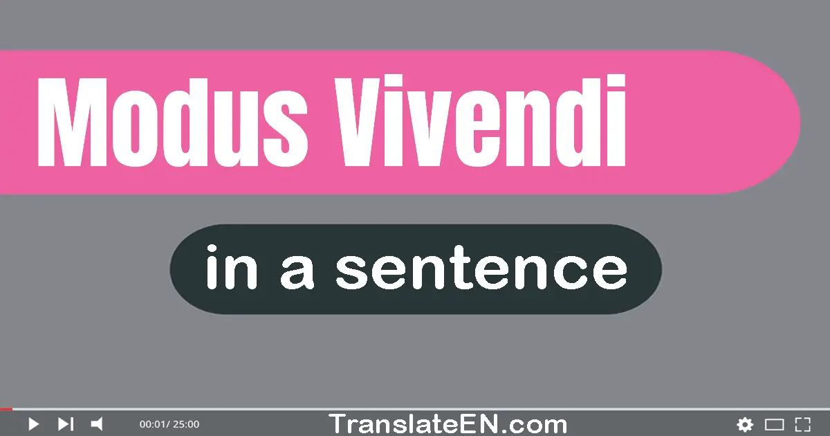 Use "modus vivendi" in a sentence | "modus vivendi" sentence examples