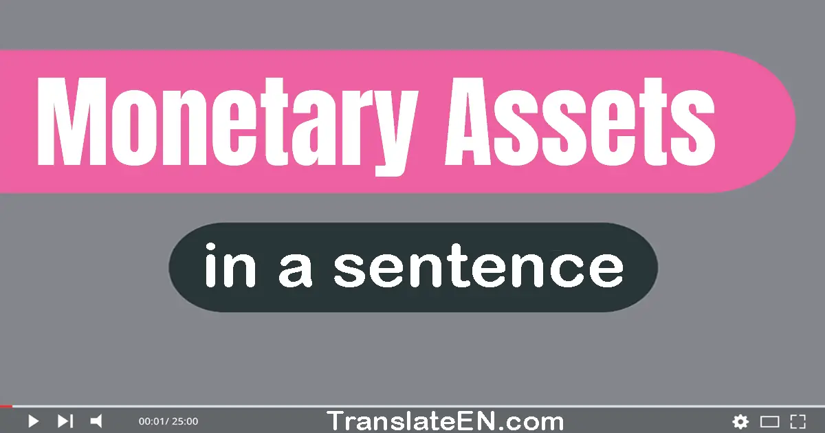 Use "monetary assets" in a sentence | "monetary assets" sentence examples