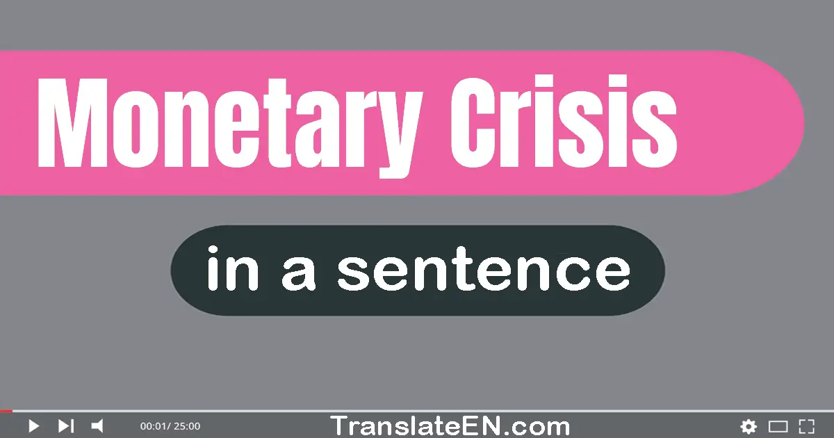 Use "monetary crisis" in a sentence | "monetary crisis" sentence examples