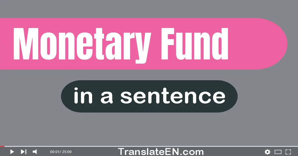 Use "monetary fund" in a sentence | "monetary fund" sentence examples