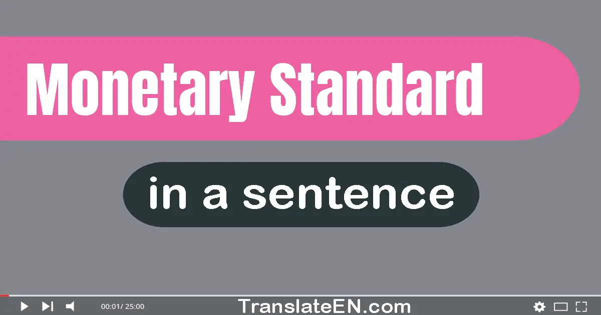 Use "monetary standard" in a sentence | "monetary standard" sentence examples