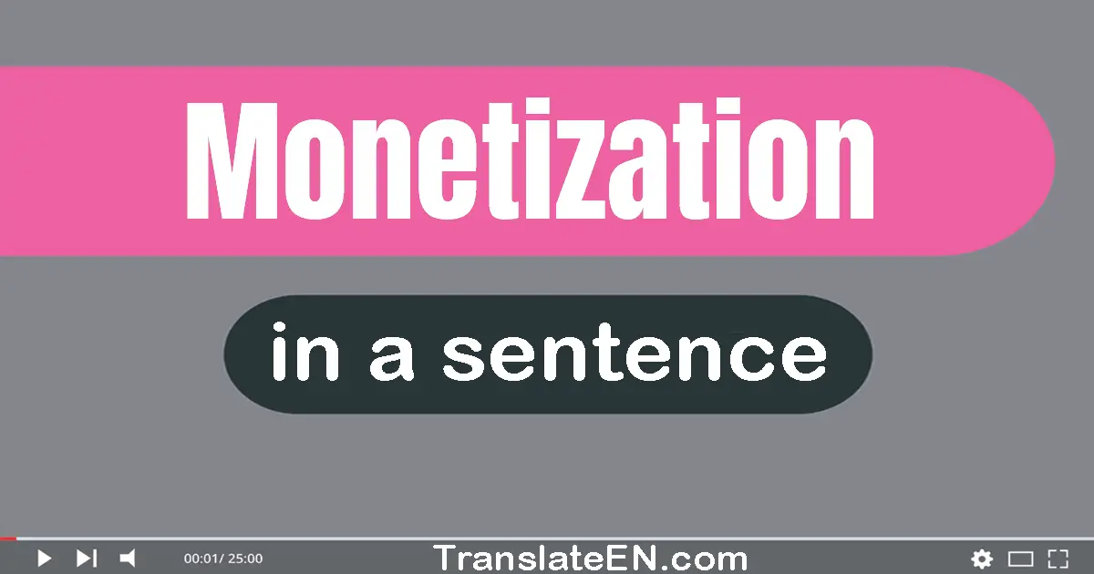 Use "monetization" in a sentence | "monetization" sentence examples