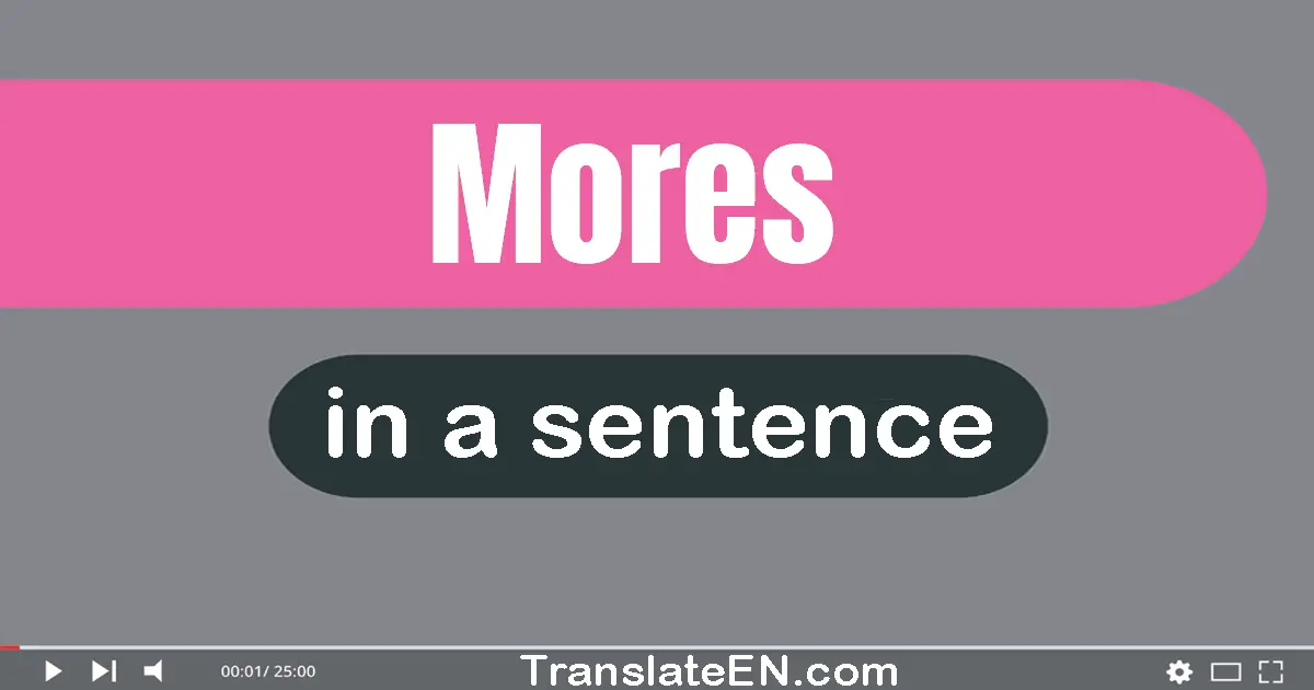 Use "mores" in a sentence | "mores" sentence examples
