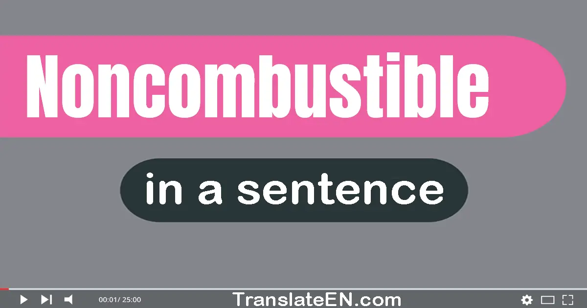 Use "noncombustible" in a sentence | "noncombustible" sentence examples