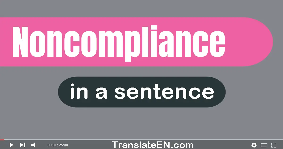 Use "noncompliance" in a sentence | "noncompliance" sentence examples