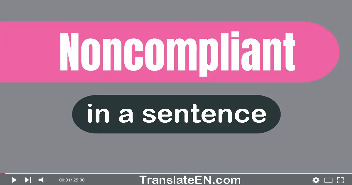 Use "noncompliant" in a sentence | "noncompliant" sentence examples
