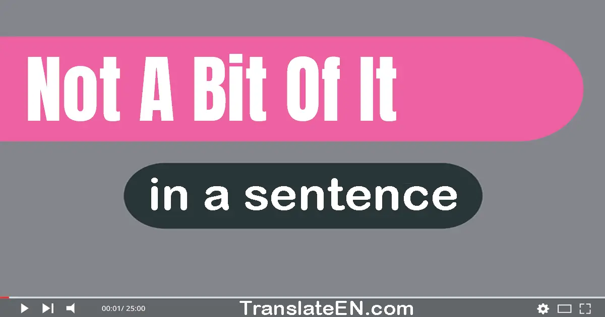 Use "not a bit of it" in a sentence | "not a bit of it" sentence examples