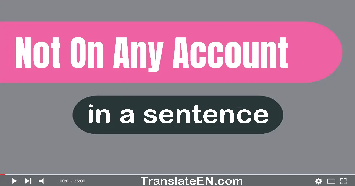 Use "not on any account" in a sentence | "not on any account" sentence examples