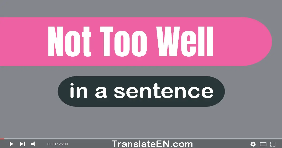 Use "not too well" in a sentence | "not too well" sentence examples