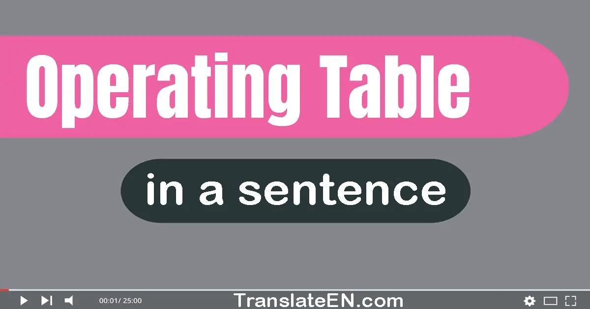 Use "operating table" in a sentence | "operating table" sentence examples