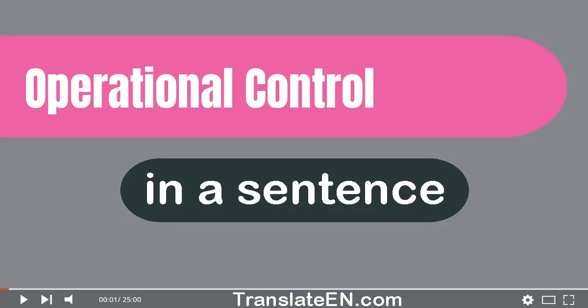 Use "operational control" in a sentence | "operational control" sentence examples