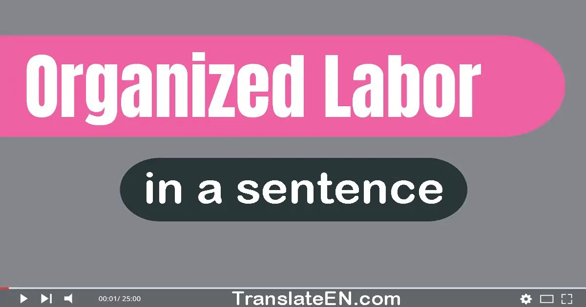 Use "organized labor" in a sentence | "organized labor" sentence examples