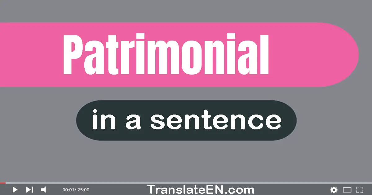 Use "patrimonial" in a sentence | "patrimonial" sentence examples