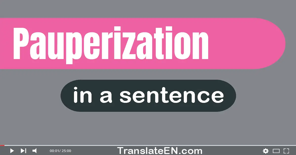 Use "pauperization" in a sentence | "pauperization" sentence examples