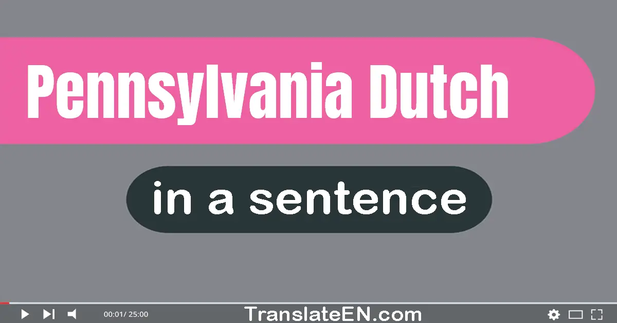 Use "pennsylvania dutch" in a sentence | "pennsylvania dutch" sentence examples