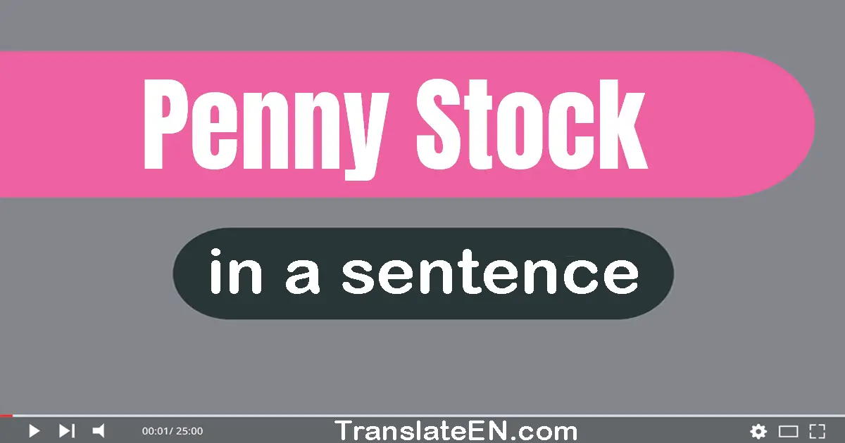 Use "penny stock" in a sentence | "penny stock" sentence examples