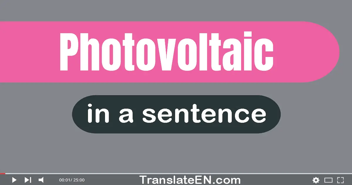 Use "photovoltaic" in a sentence | "photovoltaic" sentence examples