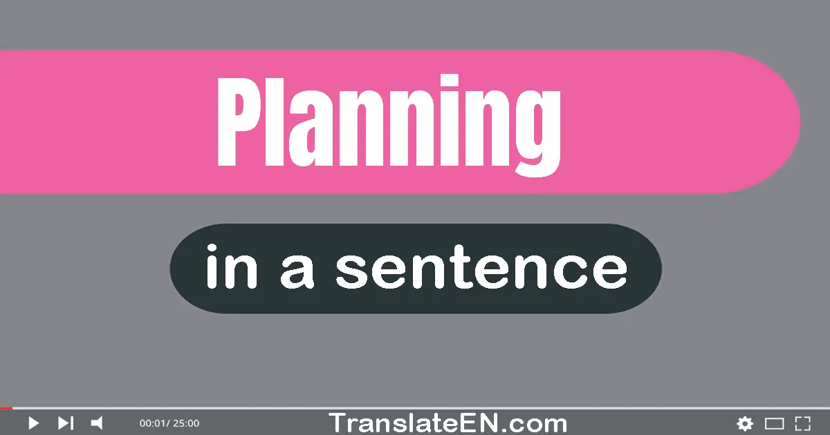 Use "planning" in a sentence | "planning" sentence examples