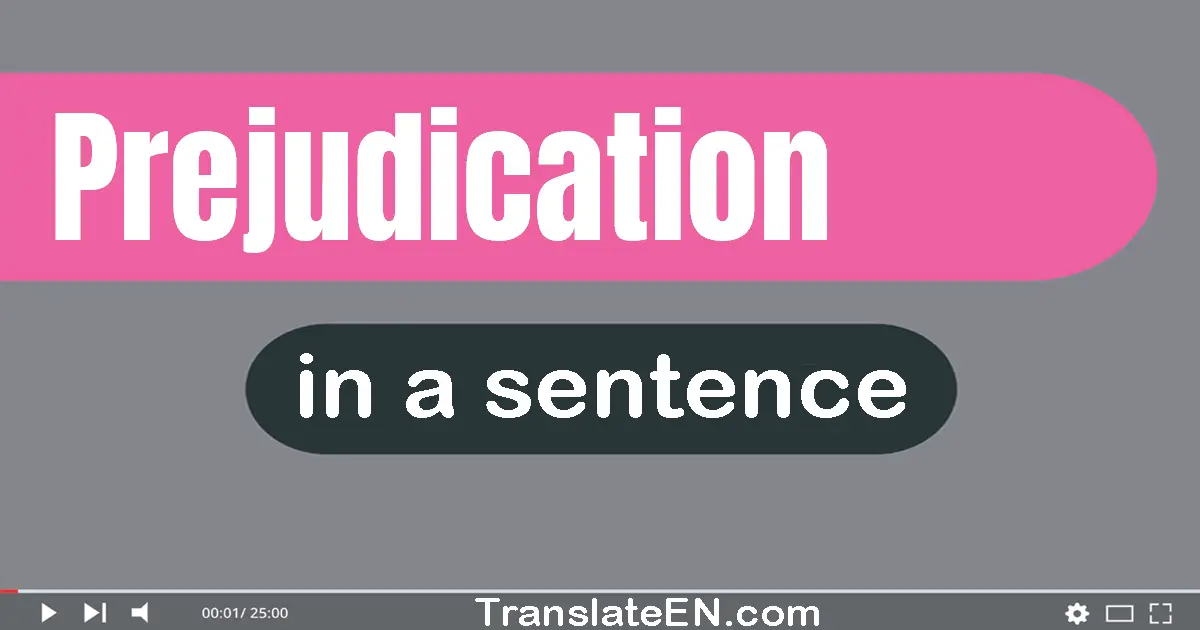 Use "prejudication" in a sentence | "prejudication" sentence examples