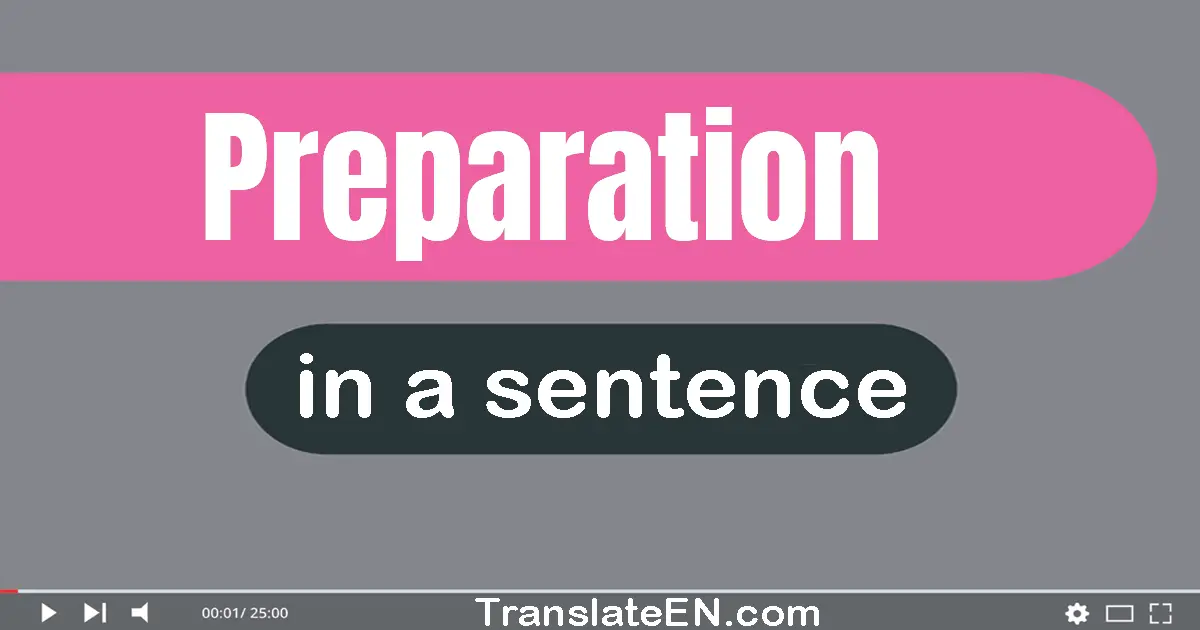 Use "preparation" in a sentence | "preparation" sentence examples