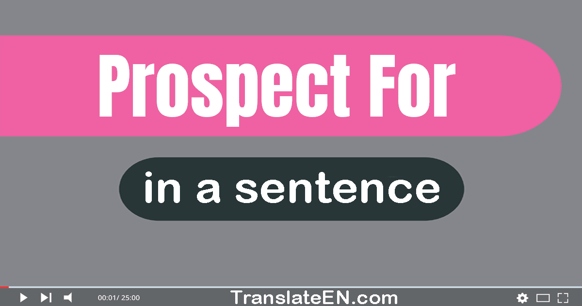 Use "prospect for" in a sentence | "prospect for" sentence examples