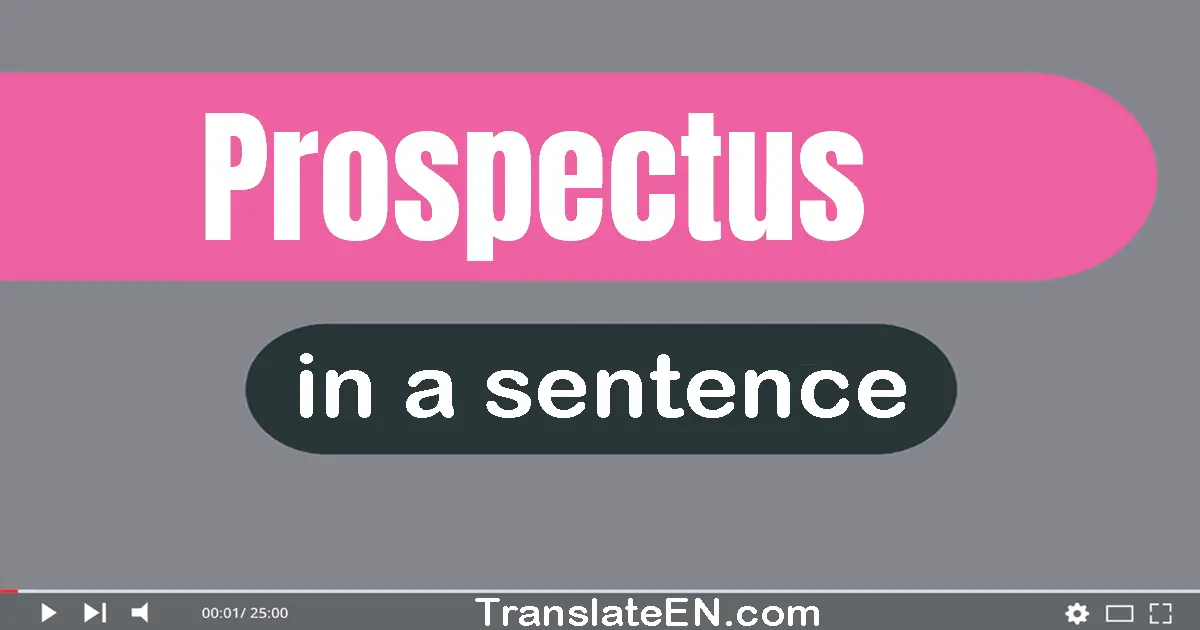 Use "prospectus" in a sentence | "prospectus" sentence examples