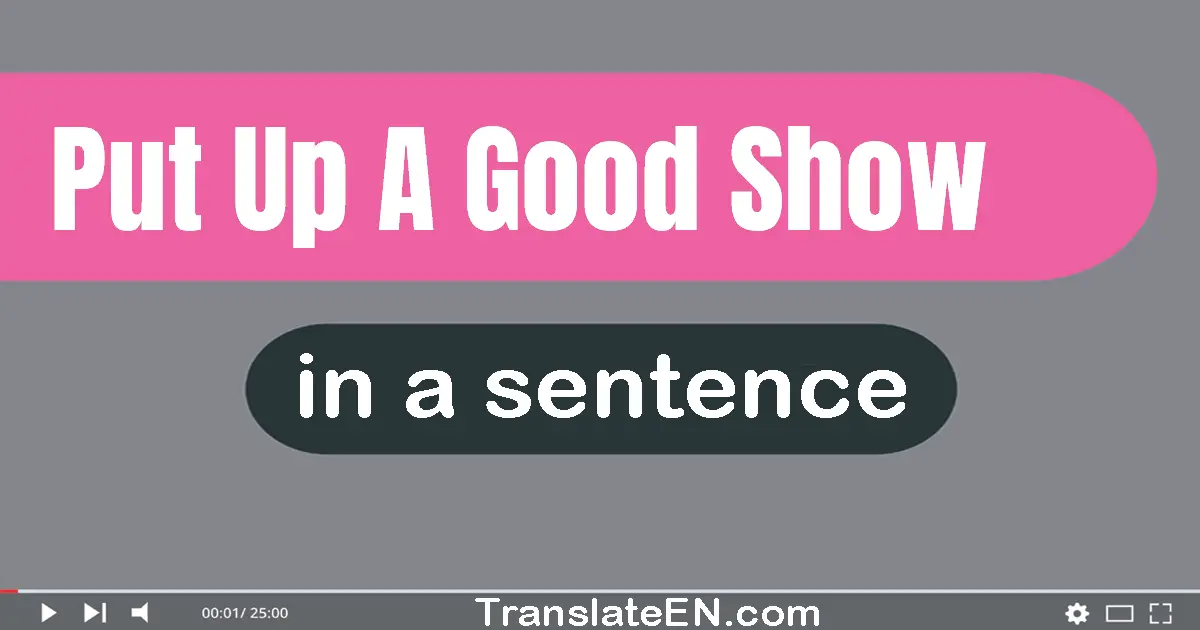 Use "put up a good show" in a sentence | "put up a good show" sentence examples