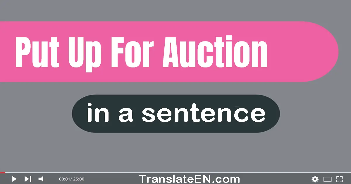 Use "put up for auction" in a sentence | "put up for auction" sentence examples