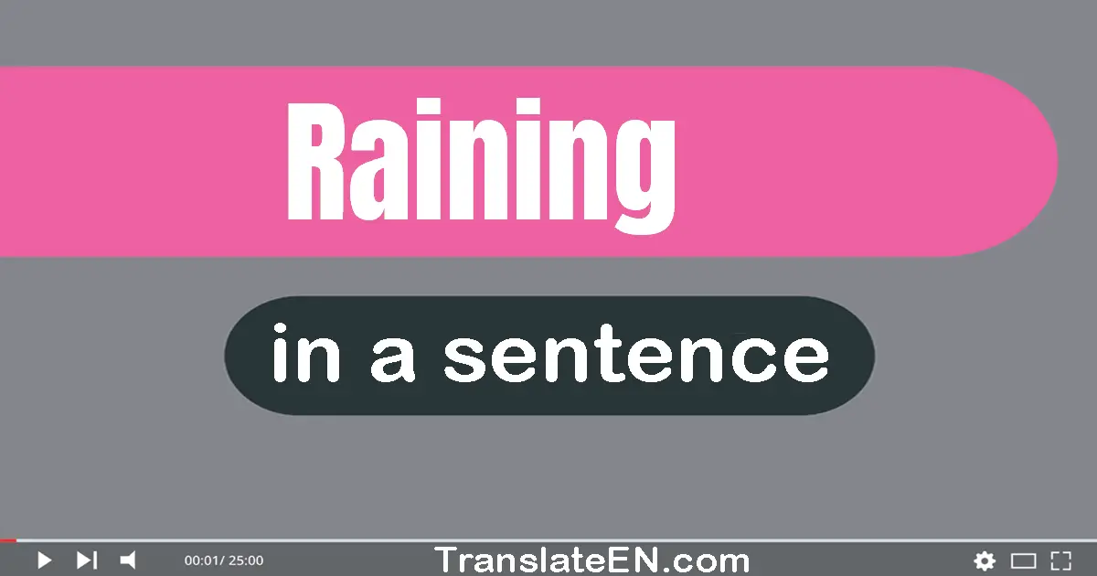 Use "raining" in a sentence | "raining" sentence examples