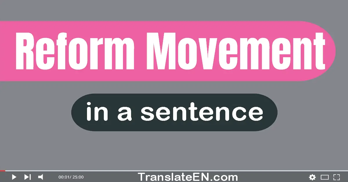 Use "reform movement" in a sentence | "reform movement" sentence examples