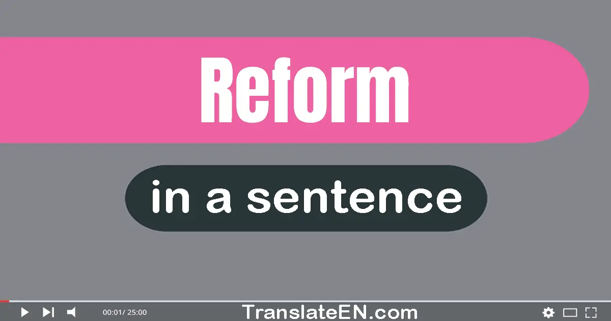 Use "reform" in a sentence | "reform" sentence examples