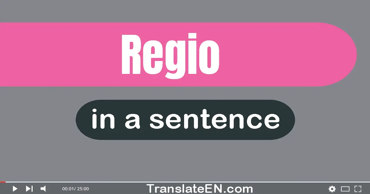 Use "regio" in a sentence | "regio" sentence examples