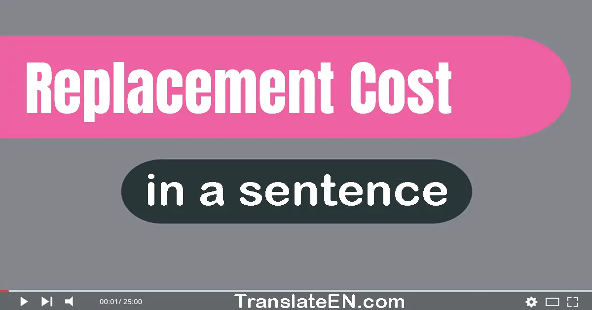 Use "replacement cost" in a sentence | "replacement cost" sentence examples