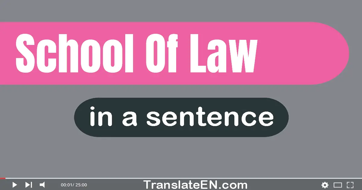 Use "school of law" in a sentence | "school of law" sentence examples