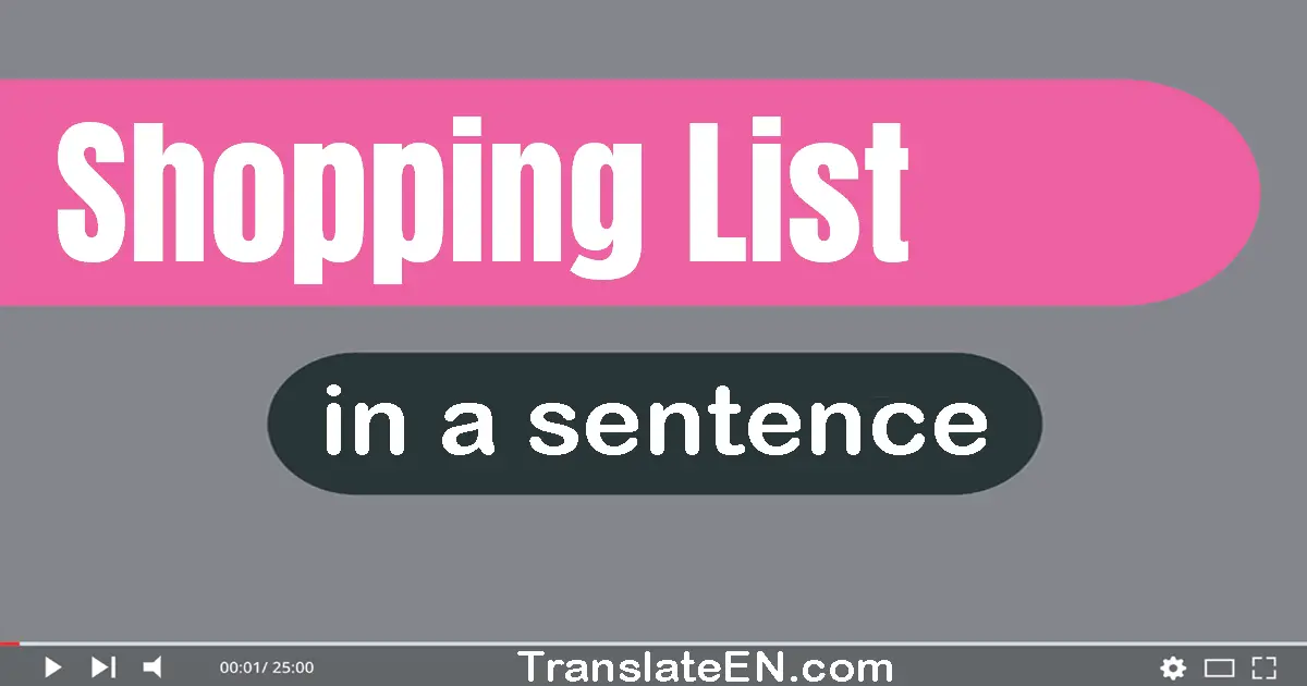 Use "shopping list" in a sentence | "shopping list" sentence examples