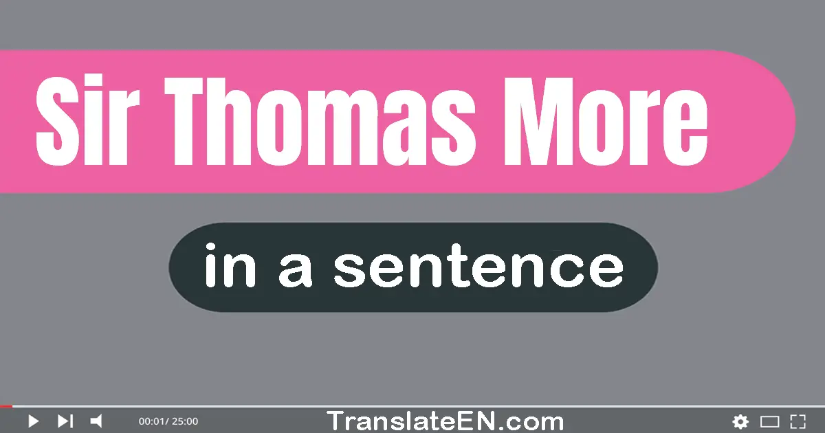 Use "sir thomas more" in a sentence | "sir thomas more" sentence examples