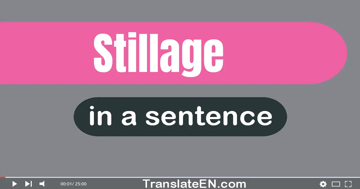 Use "stillage" in a sentence | "stillage" sentence examples