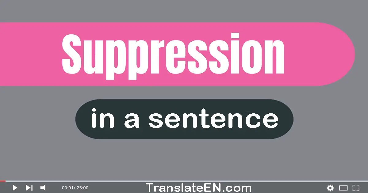 Use "suppression" in a sentence | "suppression" sentence examples