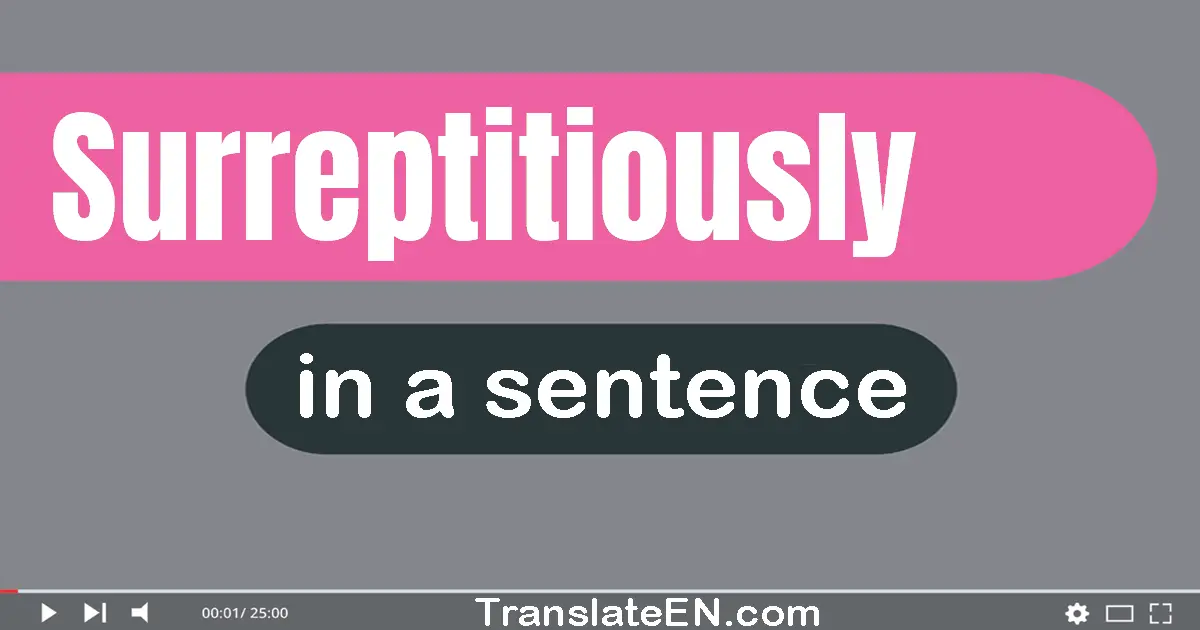 Use "surreptitiously" in a sentence | "surreptitiously" sentence examples