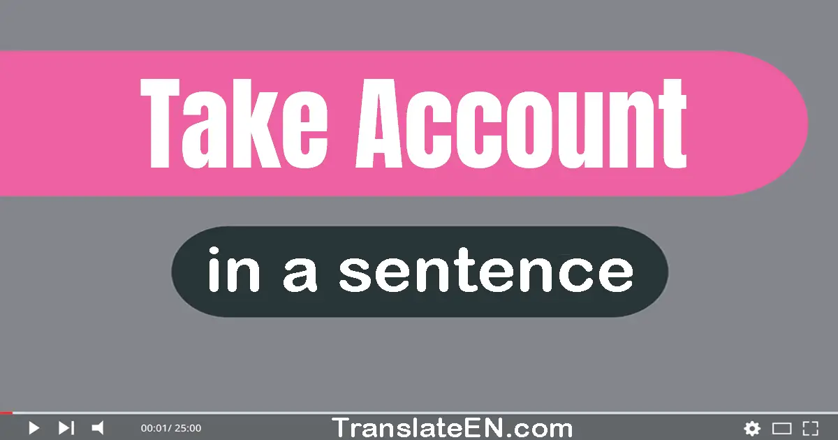 Use "take account" in a sentence | "take account" sentence examples