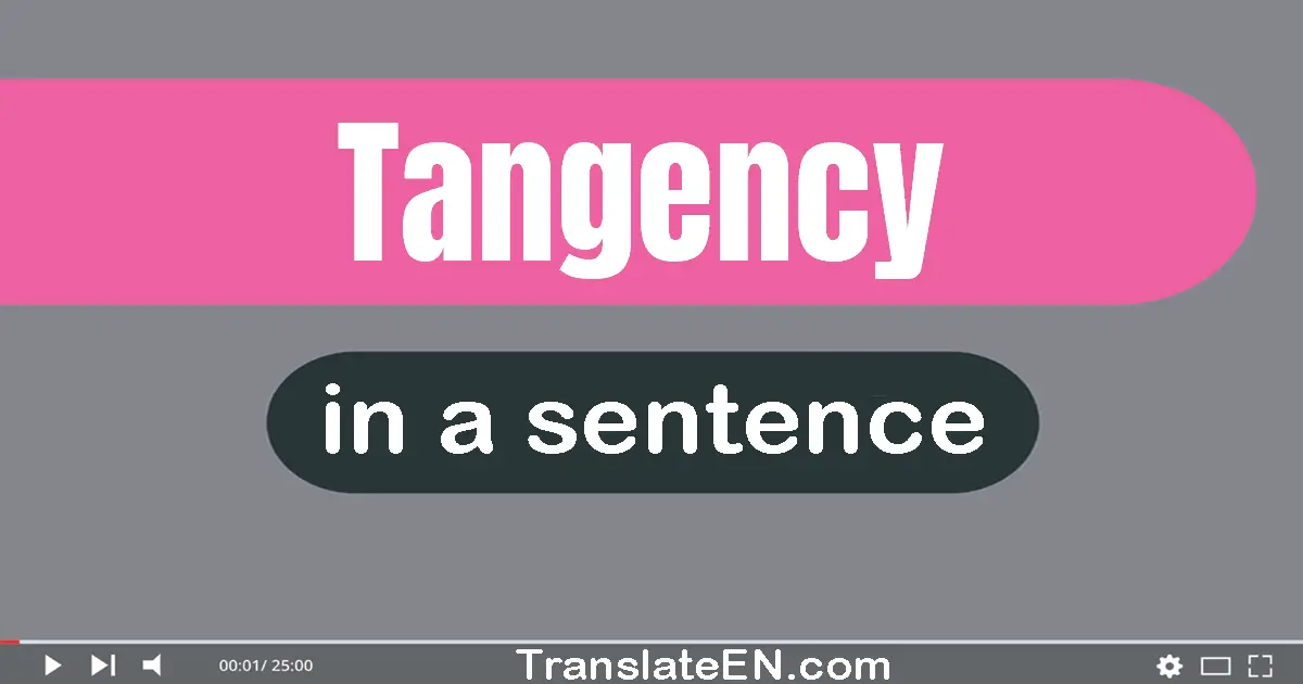 Use "tangency" in a sentence | "tangency" sentence examples