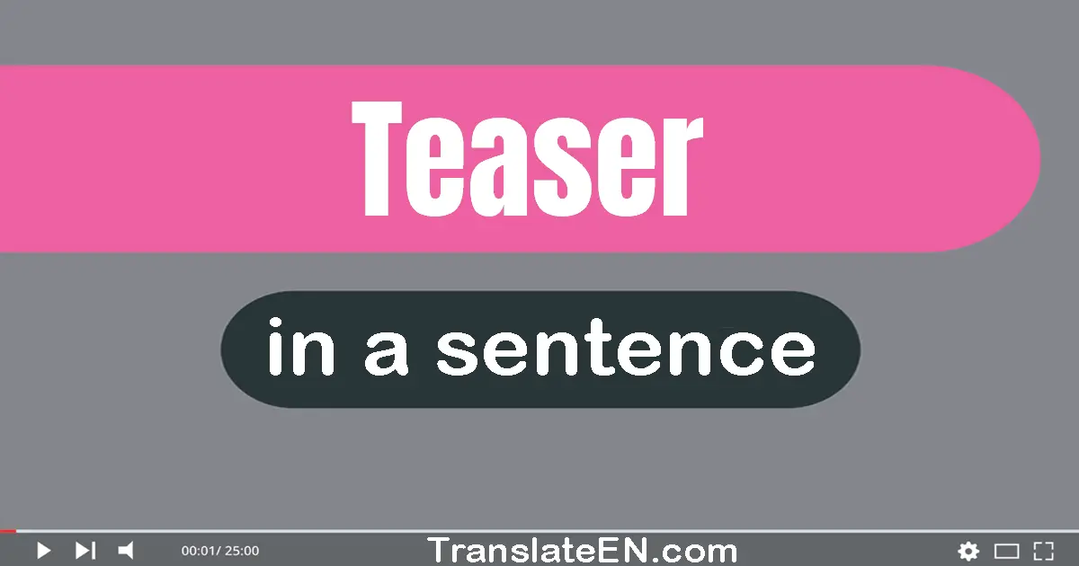 Use "teaser" in a sentence | "teaser" sentence examples
