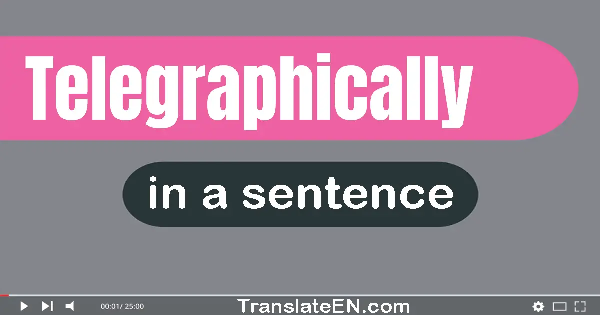 Use "telegraphically" in a sentence | "telegraphically" sentence examples