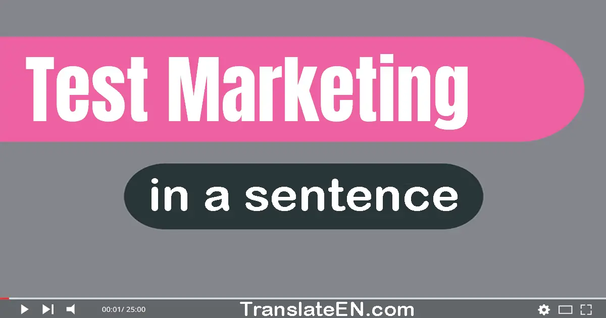 Use "test marketing" in a sentence | "test marketing" sentence examples