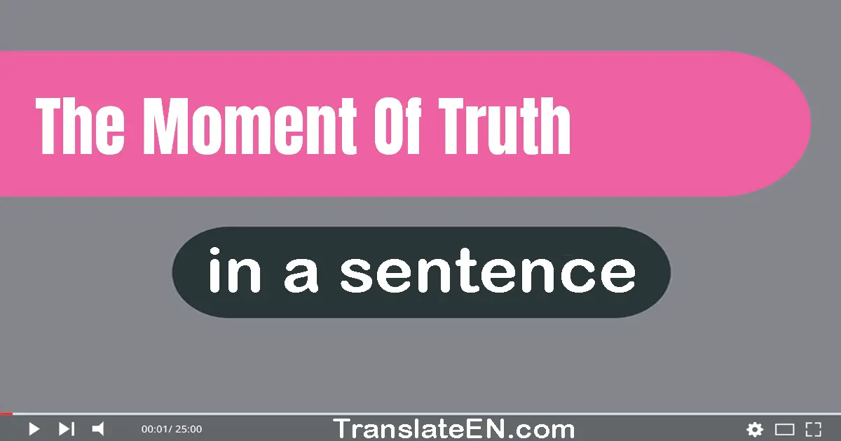 Use "the moment of truth" in a sentence | "the moment of truth" sentence examples