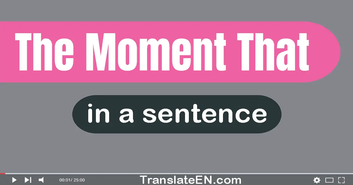 Use "the moment that" in a sentence | "the moment that" sentence examples
