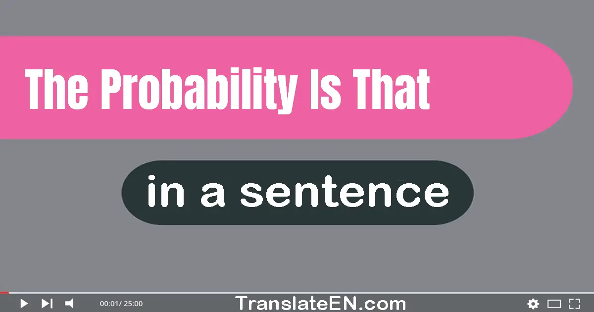 Use "the probability is that" in a sentence | "the probability is that" sentence examples