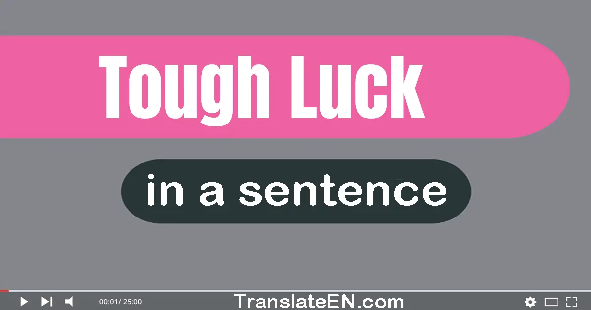 Use "tough luck" in a sentence | "tough luck" sentence examples